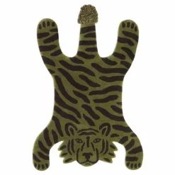 Ferm Living Kids Tapis tufté Safari Tigre 160x120 cm | Vert kaki