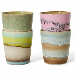 HKliving Tasses Pop Art - Set de 4 Multicolore