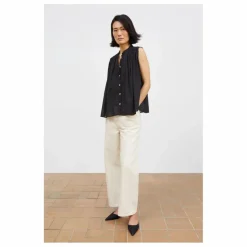 Outlet Skall Studio Top Louise Coton Bio | Noir