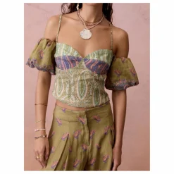 Boteh Top Lucent Lin | Vert Discount