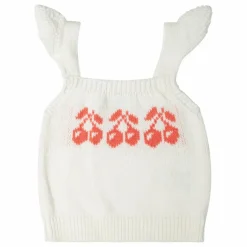 Tocoto Vintage Top Maille Cerises | Blanc Clearance