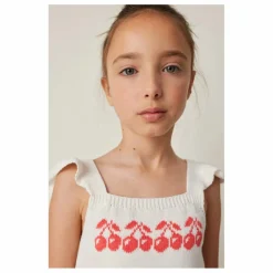 Tocoto Vintage Top Maille Cerises | Blanc Clearance