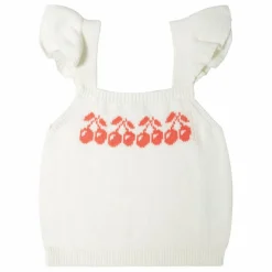 Tocoto Vintage Top Maille Cerises | Blanc Clearance