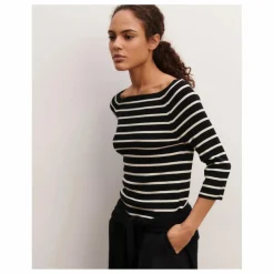 Bompard Top Marinière Soie et Cachemire | Noir Outlet