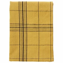 Madam Stoltz Torchon de cuisine à carreaux en coton | Jaune Sale