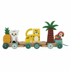 Janod Train Tropical à tirer Multicolore Outlet