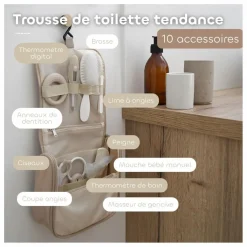 Enfant Béaba Trousses De Toilette|Soins Bébé Et La Beauté|Trousse de toilette avec 10 accessoires |