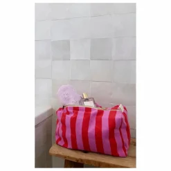 Rose in April Trousse de toilette Vic rayée | Rose pâle