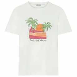 Online Alma Deia T-shirt Boxy Imprimé Fiore Dell Isola Coton Bio | Blanc cassé