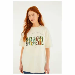 Farm Rio T-shirt Brasil | Ecru Sale