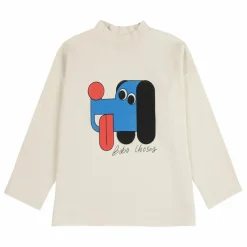 Bobo Choses T-shirt Col Montant Chien Coton Bio | Ecru Clearance