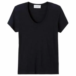 Online American Vintage T-shirt Col U Jacksonville | Noir