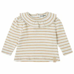 Tocoto Vintage T-Shirt Col Volant Marinière | Jaune moutarde New