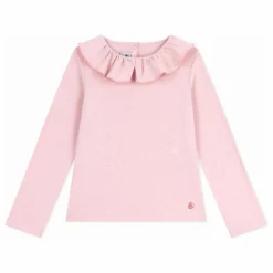 Best Petit Bateau T-shirt Col Volants Coton Bio | Rose