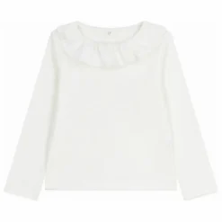 Enfant Petit Bateau T-shirt Col Volants Coton Bio |