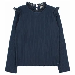 New Búho T-shirt Côtelé Volants | Bleu marine