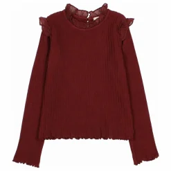 Búho T-shirt Côtelé Volants | Bordeaux Best