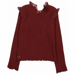 Búho T-shirt Côtelé Volants | Bordeaux Best