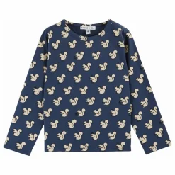 Clearance Emile et Ida T-shirt Ecureuils Coton Bio | Bleu nuit