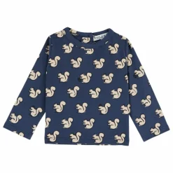 Clearance Emile et Ida T-shirt Ecureuils Coton Bio | Bleu nuit