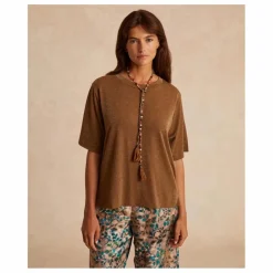 Online Momoni T-shirt Iora Métallisé | Tabac