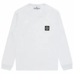 Sale Stone Island T-shirt Logo Manches Longues | Blanc