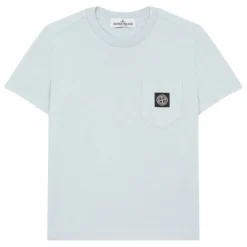 Stone Island T-shirt Logo Poitrine | Bleu Clair Sale