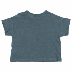 Búho T-shirt Manches Courtes Lin | Bleu canard Discount