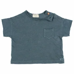 Búho T-shirt Manches Courtes Lin | Bleu canard Discount