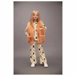 Mini Rodini T-shirt Ours Carreaux Coton Bio | Ecru Best