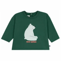 Clearance Petit Bateau T-shirt Ours Coton Bio | Vert sapin