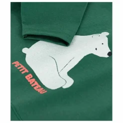 Clearance Petit Bateau T-shirt Ours Coton Bio | Vert sapin