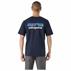 Patagonia T-shirt P-6 Logo Responsibili Fibres Recyclées | Bleu Discount