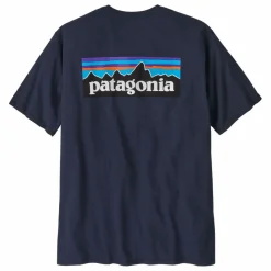 Patagonia T-shirt P-6 Logo Responsibili Fibres Recyclées | Bleu Discount
