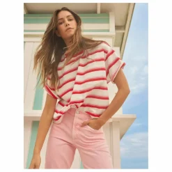 Xirena T-shirt Paulina Rayé | Blanc Outlet