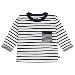 Petit Bateau T-shirt Poche Marinière Coton Bio | Blanc Clearance