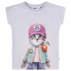 Molo T-shirt Ragnhilde Kitty Miauu Coton Bio | Violet