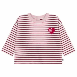 Petit Bateau T-shirt Rayé Logo Cœur Coton Bio | Bordeaux Clearance
