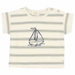Clearance Búho T-shirt Rayures Bébé Coton Bio | Vert céladon