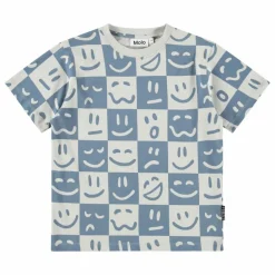 Molo T-shirt Riley Mood Squares Coton Bio | Bleu Clearance