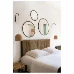 New Cosydar Tête de lit en bois brut et palme | Noir