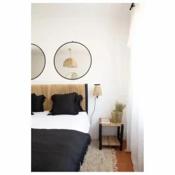 New Cosydar Tête de lit en bois brut et palme | Noir