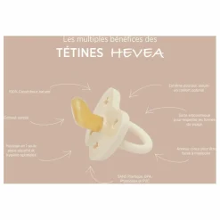 Hevea Tétines physiologiques en caoutchouc naturel - Lot de 2 | Beige Best