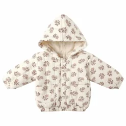 Enfant Quincy Mae Manteaux, Blousons|Manteaux, Blousons, Pilotes|Veste à Capuche Fleurie Gaze de Coton Bio |