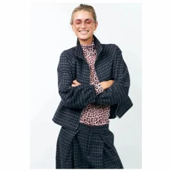 Lollys Laundry Veste Carreaux Mae | Bleu nuit Discount