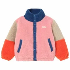Tinycottons Veste Façon Sherpa Colorblock | Rose Hot