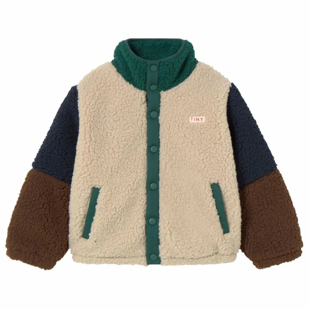 Tinycottons Veste Façon Sherpa Colorblock | Beige
