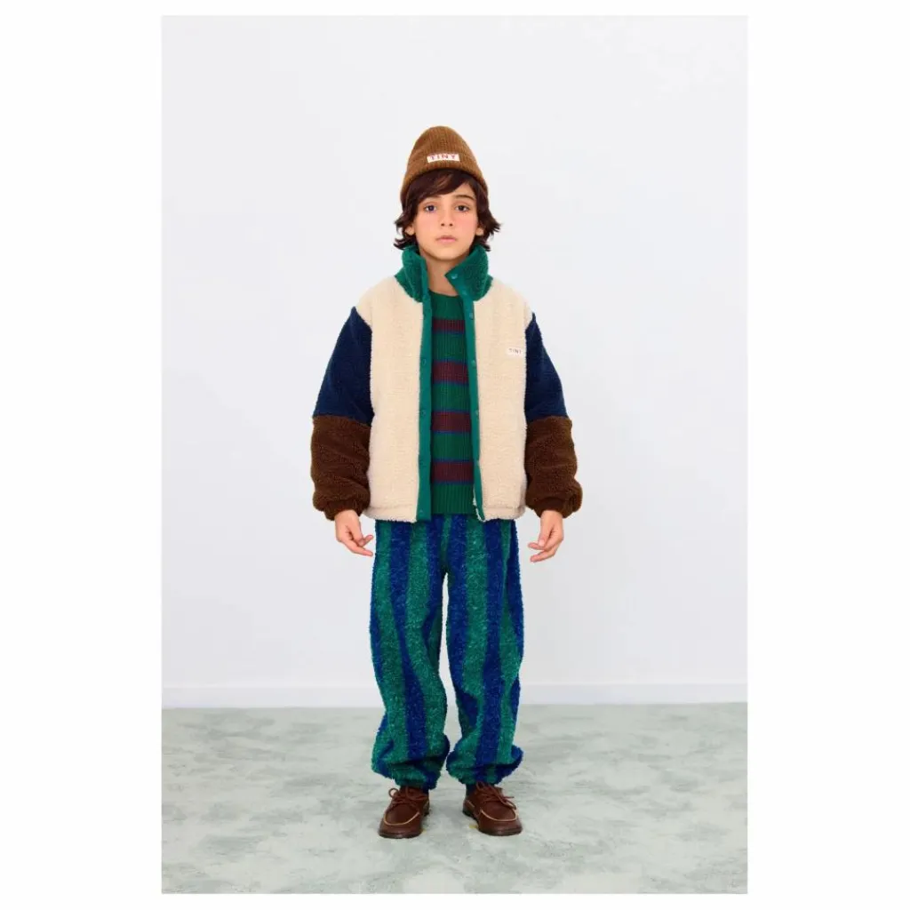 Tinycottons Veste Façon Sherpa Colorblock | Beige