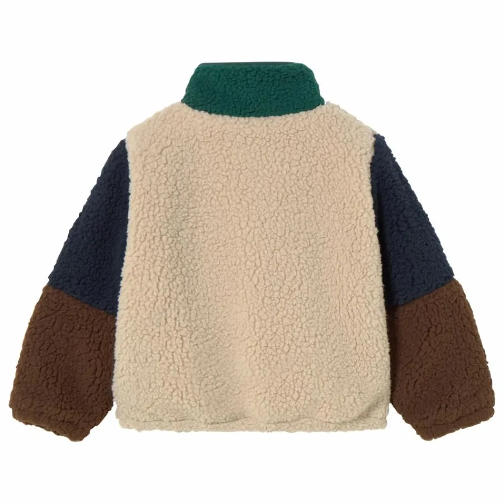 Tinycottons Veste Façon Sherpa Colorblock | Beige