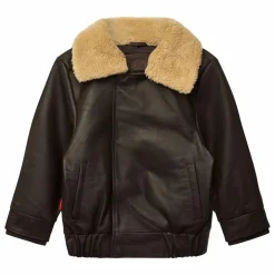 Online Fille Garçon Veste Hold Ya Horses Col Sherpa Cuir | Marron foncé